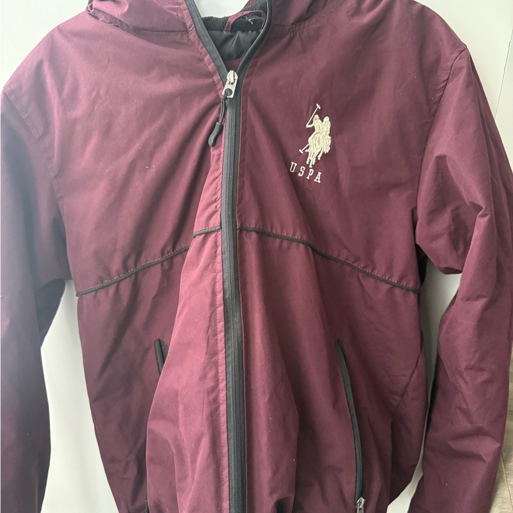 U.S. Polo Assn. Maroon Hooded Zip Jacket